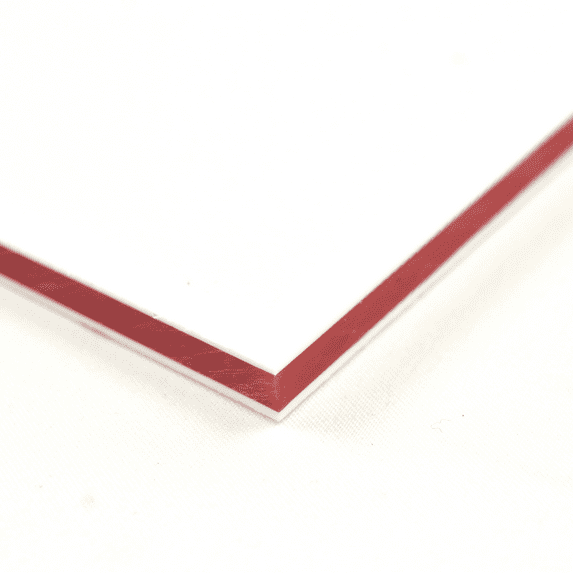 BuyPlastic King ColorCore Plastic Sheet 1/4" x 24" x 48" White-Red-White Color Core , HDPE Board, High Density Polyethylene Panel