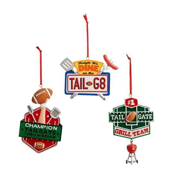 BuySeasons 260143 Man Cave Tailgate Signs Christmas Mini Tree Ornaments - 3 Count