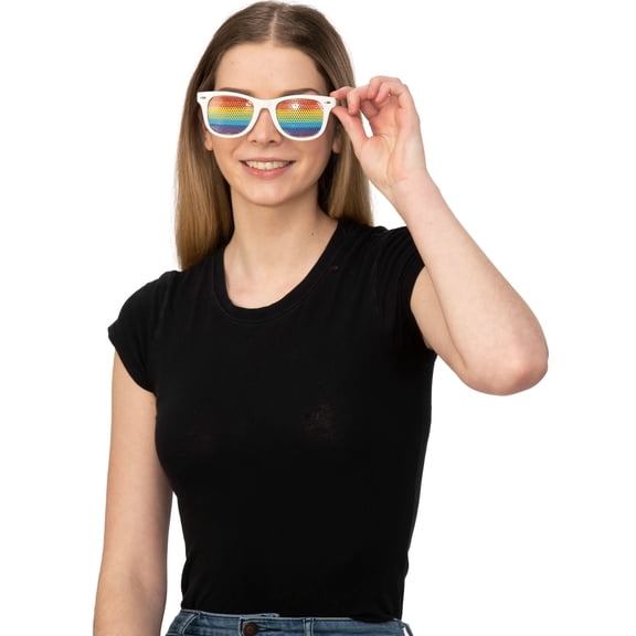 BuySeasons Yellow and Green Pride Rainbow Unisex Adult Halloween Sunglasses Costume Accessory - One