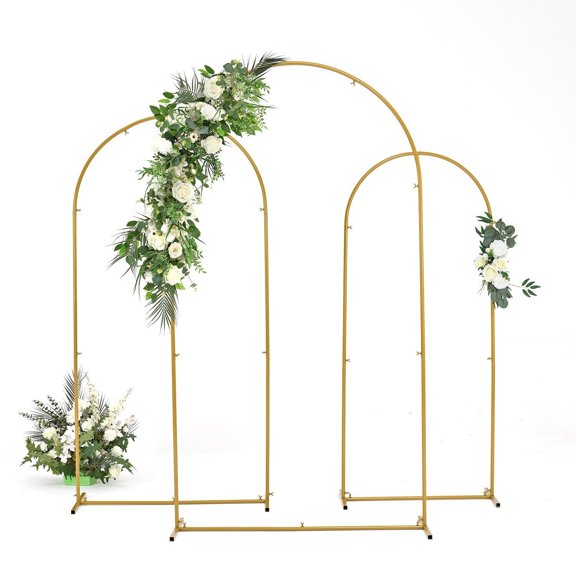 BuySphere Arch Backdrop Stand Set of 3 Gold Wedding Arches for Ceremony Bridal Arch Stand  Garden Arbor Frame for Wedding Birthday Party Baby Shower Photo Booth Background Decor