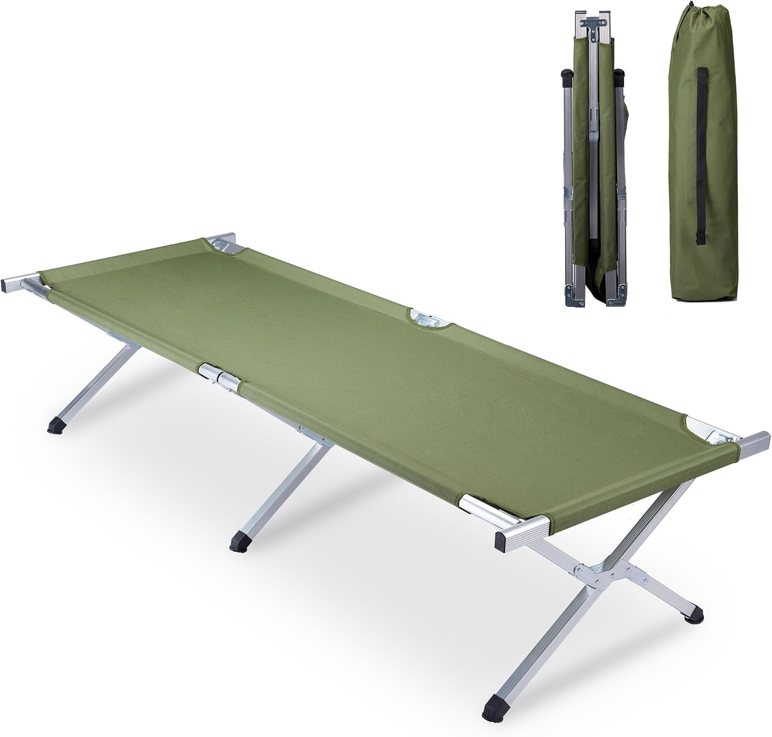 BuySphere Folding Camping Cot, Sleeping Bed with Carry Bag, Lightweight Portable Cots for Travel, Fishing, Hiking and Outdoor Activities