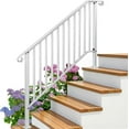 thumbnail image 1 of BuySphere Handrails for Outdoor Steps, Black Wrought Iron Handrail Fits 3 or 4 Steps, Transitional Handrail with Installation Kit, Stair Railing for Concrete Steps or Wooden Stairs,4-5 steps,White, 1 of 14
