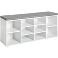 thumbnail image 1 of BuySphere Shoe Bench Storage Bench Entryway Bench Shoe Storage Organizer, 11.8 x 40.9 x 20.7 Inches, with Cushion and 10 Adjustable Compartments for Living Room Entryway Hallway Bedroom, 1 of 16