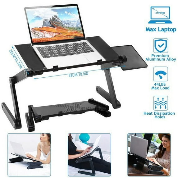 BuyWeek Lap Desk, 480mm x 260mm, Aluminum Alloy Black