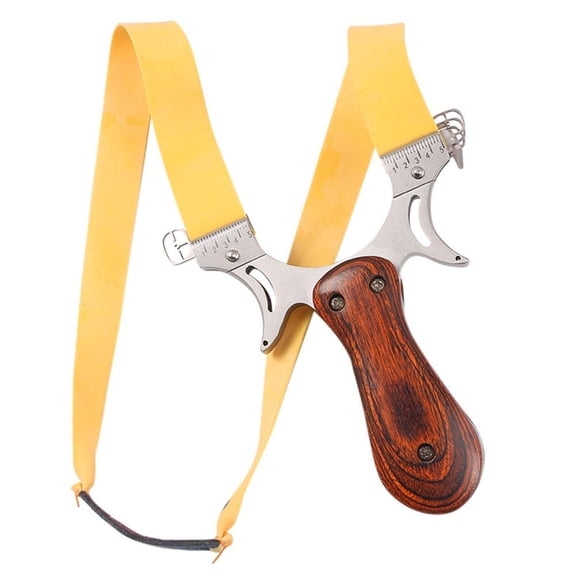 BuyWeek Professional Hunting Slingshots Powerful Stainless Steel Slingshots for Shooting Outdoor Games Exquisite Catapult with 2 Flat Rubber Bands
