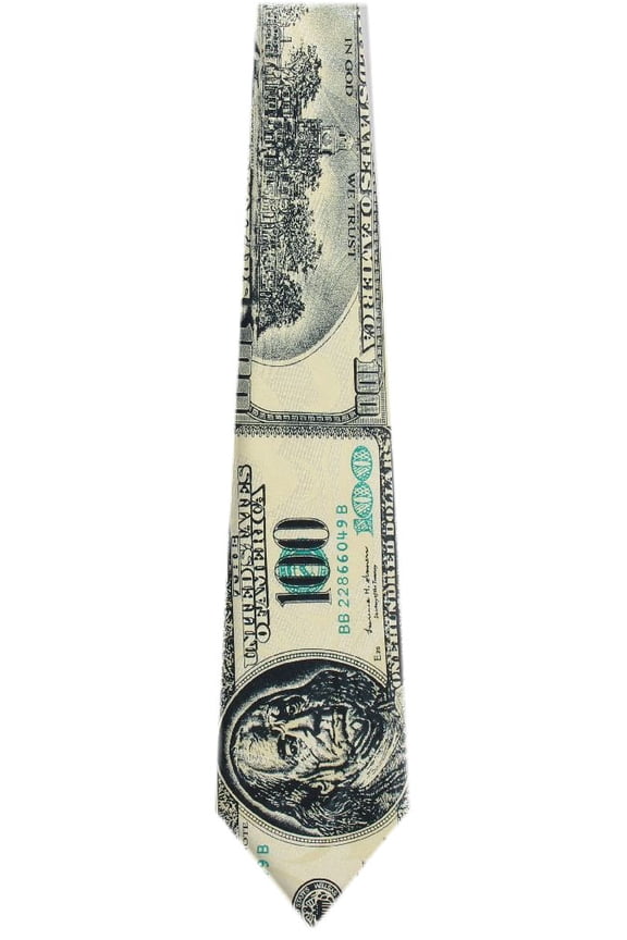 - 100 Dollar Bill Tie Cream Black