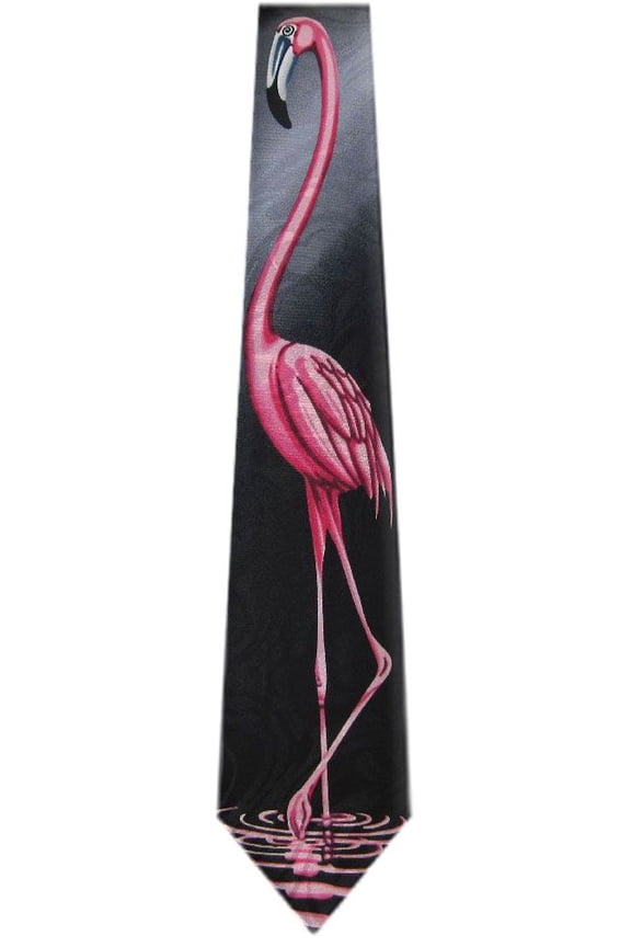 - BIRD-31-1 - Mens Novelty Bird Tie Black Pink