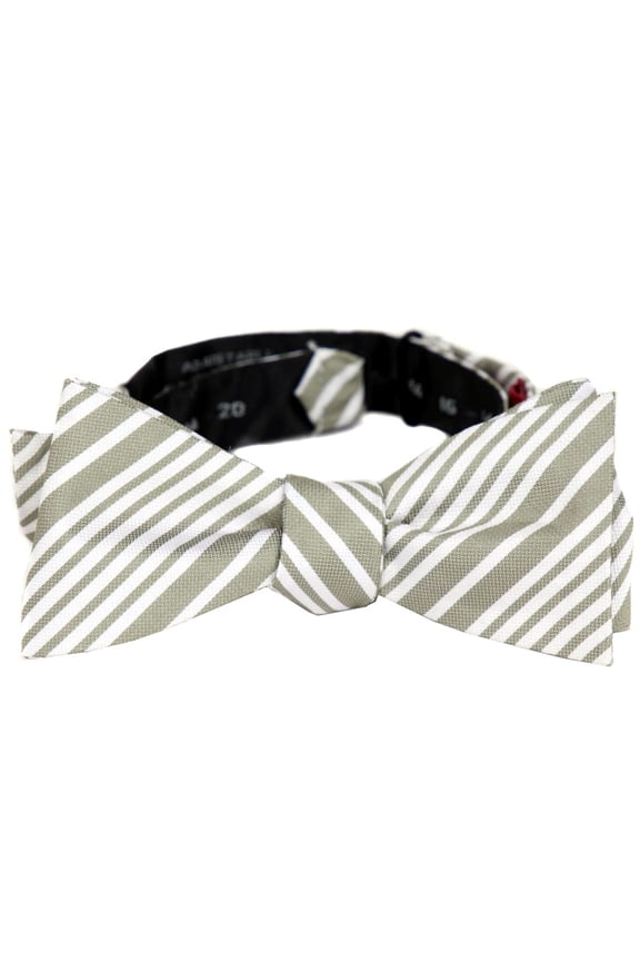 - FBTZ-514 - Mens Aficionado Self Tie Bow Tie - White Gray