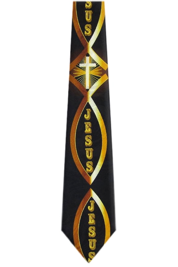 - Mens Novelty Christian Necktie - BlacK Gold