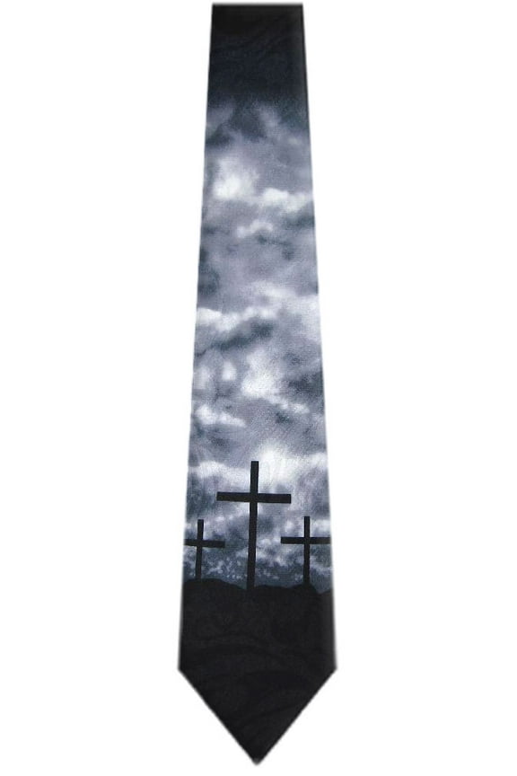 - Mens Novelty Christian Necktie - Black Gray