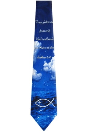 - Mens Novelty Christian Necktie - Blue
