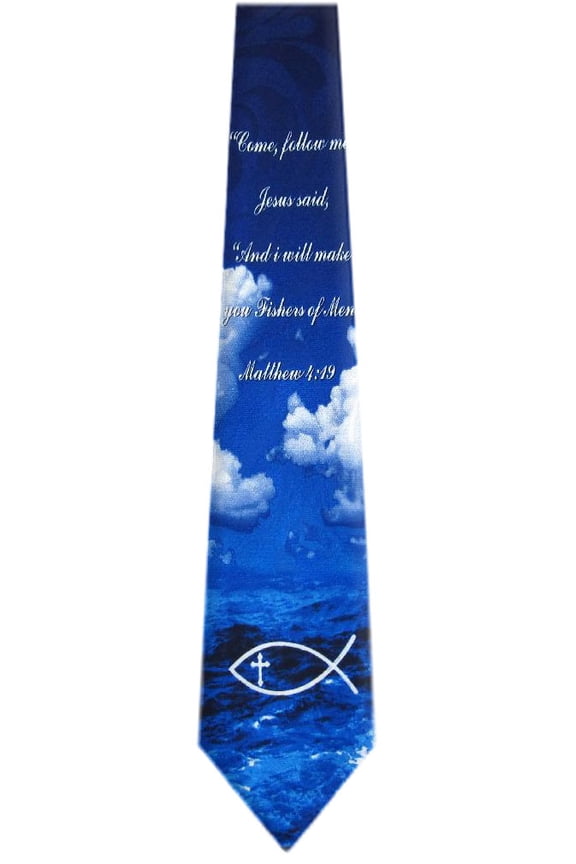 - Mens Novelty Christian Necktie - Blue