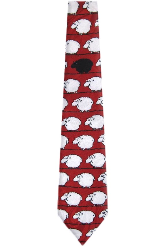 - Mens Novelty Sheep Necktie - Red White