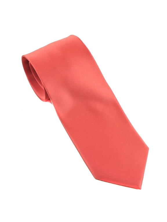 - Mens Solid Neck Tie - Coral