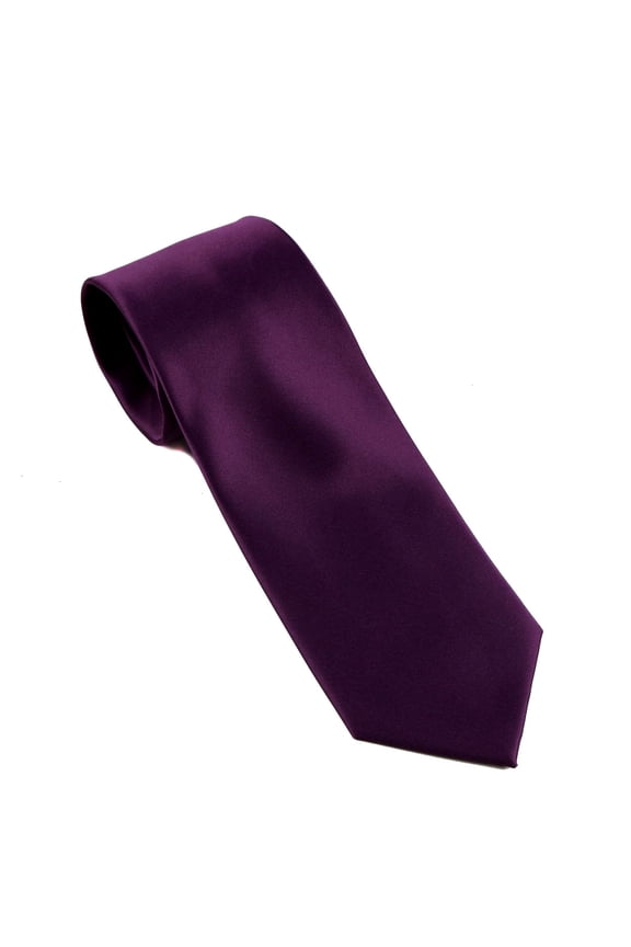 - Mens Solid Neck Tie - Eggplant