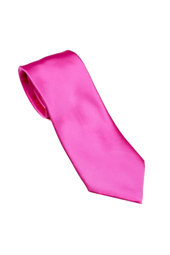 - Mens Solid Neck Tie - Fuchsia
