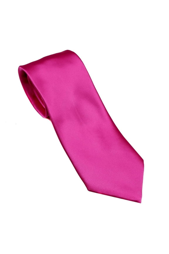 - Mens Solid Neck Tie - Fuchsia