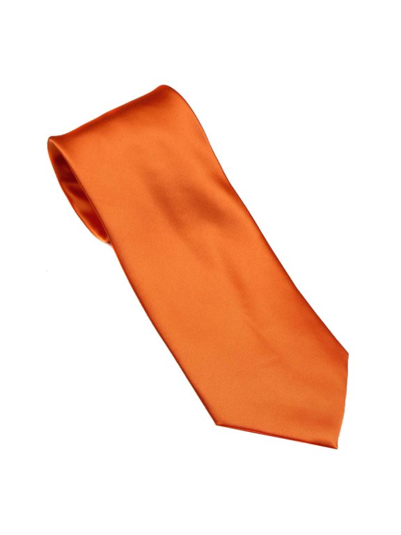 - Mens Solid Neck Tie - Orange