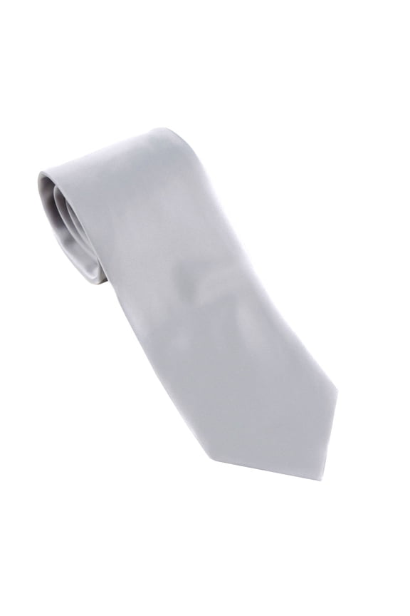 - Mens Solid Neck Tie - Silver