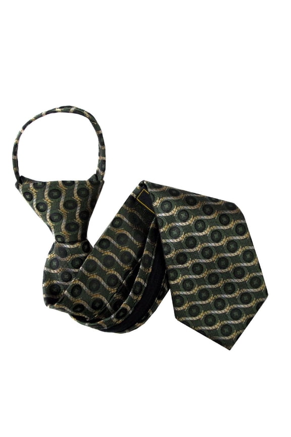 - Olive - Brown Boys 11 inch Zipper Necktie
