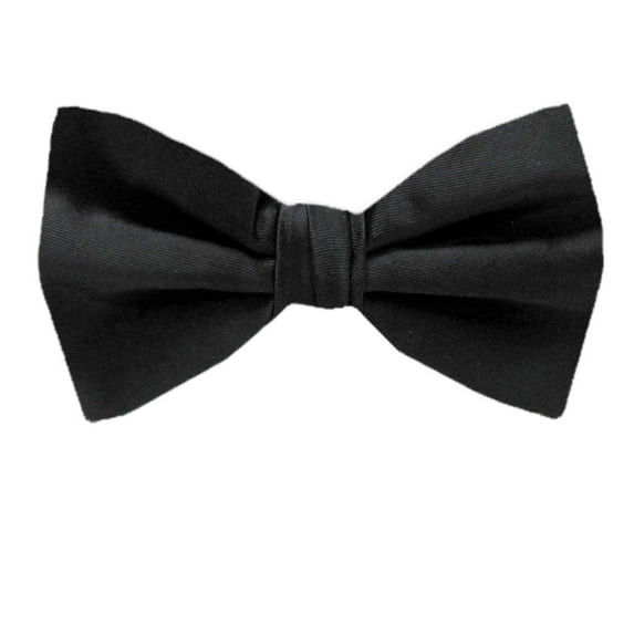 BuyYourTies - PBT-ADF-19 - Men's Pre-tied Formal Tuxedo Solid Color Bow Tie Black