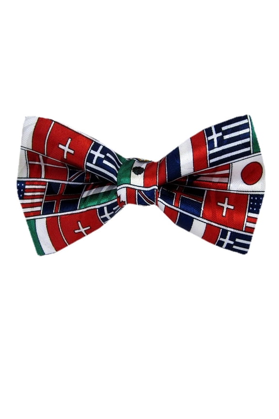 - PBTN-174 - Red - Blue - Green - White -   Mens Flags of the World Pre Tied Bow Tie