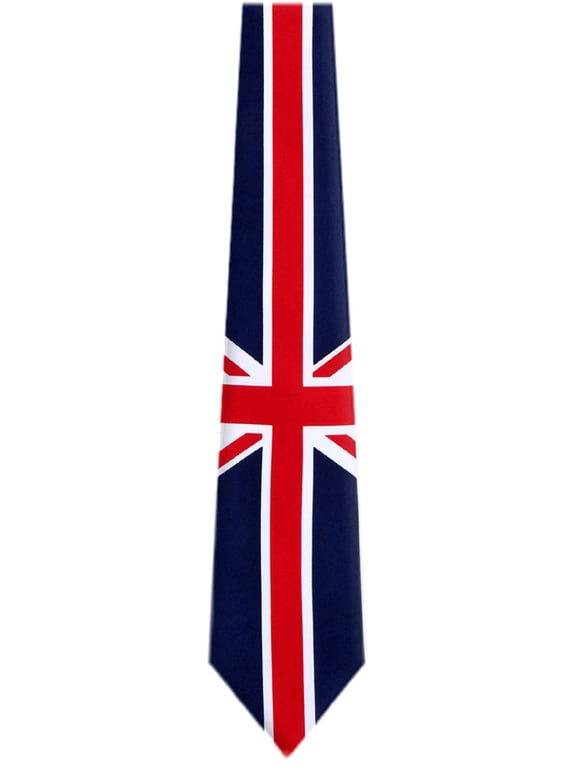 - UK Union Jack Flag Necktie - Navy - Red - White