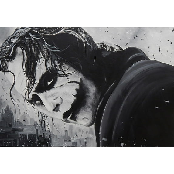 Buyartforless BUY ART FOR LESS Officially Licensed Joker from Batman by Ed Capeau Wrapped Canvas Wall Art Decor - 36 x 24 Inch