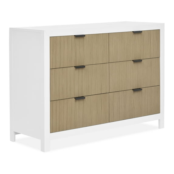 Evolur Byron Double Dresser, White with Chestnut