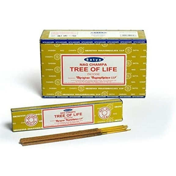 Buycrafty Satya Nag Champa Tree of Life Incense Sticks 180 Grams Box (15g x 12 Boxes), Satya Nag Champa Greetings Incense Sticks By Visit the Buycrafty Store