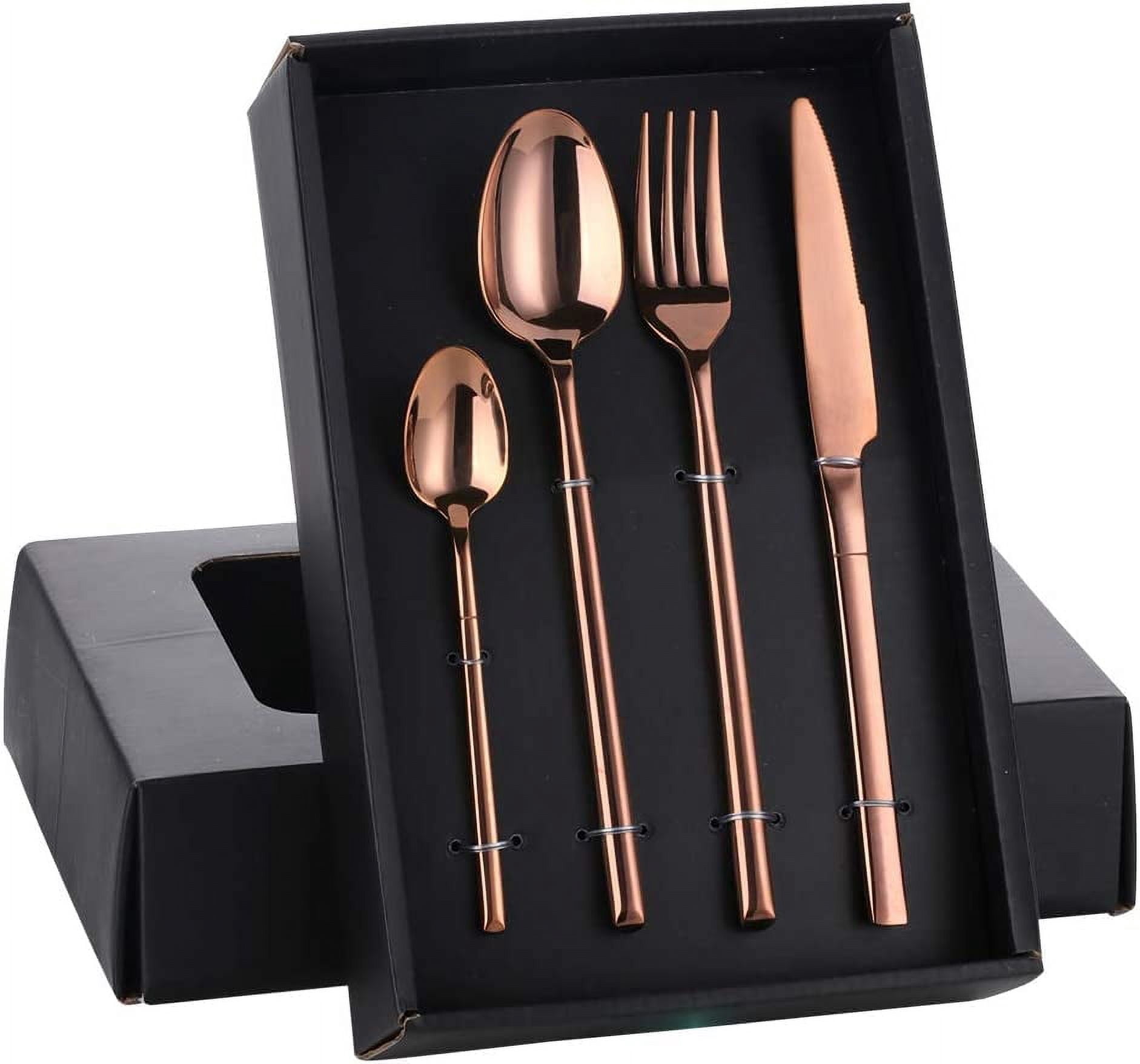 Buyer Star Silverware Set - Rose Gold Flatware Cutlery Set - Stainless ...