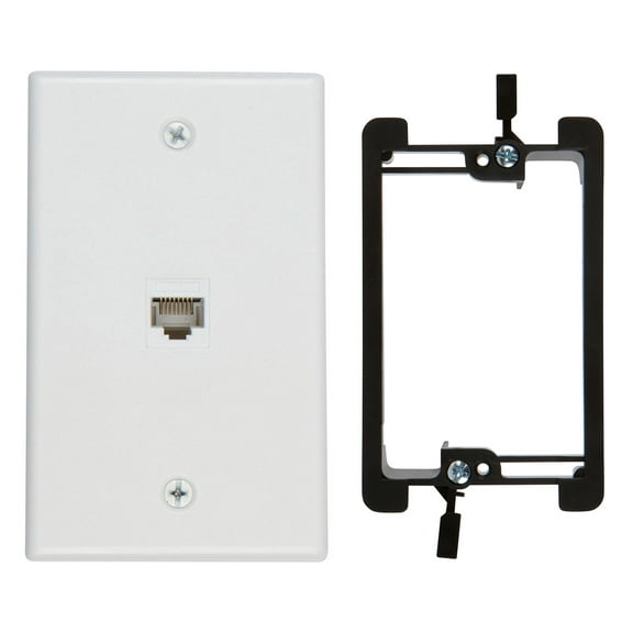 Buyer's Point 1 Port Cat6 Wall Plate, Female-Female White with Single Gang Low Voltage Mounting Bracket Device (1 Port)