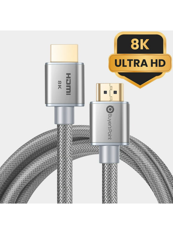 Buyer's Point 8K Ultra High Speed HDMI 2.1 Cable (6ft) with 120Hz & 48Gbps, Compatible with Apple TV, Nintendo Switch, Roku, Xbox, PS5, PS4, Projector, HDTV, Bluray (Gray)