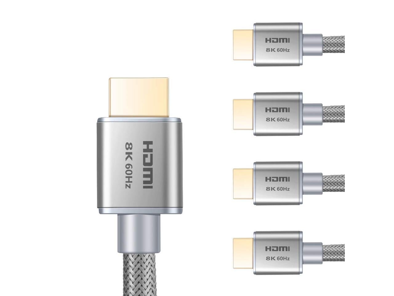 Buyer's Point 8K Ultra High Speed HDMI 2.1 Cable (6ft) with 120Hz & 48Gbps, compatible with Apple TV, Nintendo Switch, Roku, Xbox, PS5, PS4, Projector, HDTV, Bluray (5 Pack) (Gray)