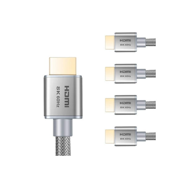 Buyer's Point 8K Ultra High Speed HDMI 2.1 Cable (6ft) with 120Hz & 48Gbps, compatible with Apple TV, Nintendo Switch, Roku, Xbox, PS5, PS4, Projector, HDTV, Bluray (5 Pack) (Gray)