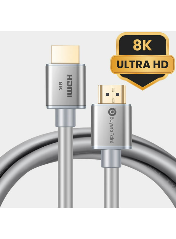 Buyer's Point 8K Ultra High Speed HDMI 2.1 Cable (6ft) with 120Hz & 48Gbps, compatible with Apple TV, Nintendo Switch, Roku, Xbox, PS5, PS4, Projector, HDTV, Bluray (Gray) (CL3 Rated)