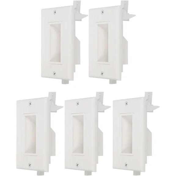 Buyer's Point Recessed Low Voltage Cable Wall Plate, Easy to Mount Outlet to Hide & Pass Tech Wires Through for HDMI, TV, Video, Audio, Network, Speaker Wires, & Cord Concealer Cover Hider (5 Pack)