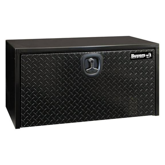 Buyers Black Steel Underbody Toolbox with Black Aluminum Diamond Tread Door