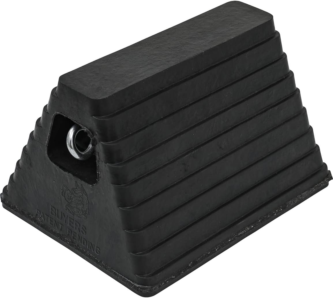Buyers Products WC6810L Rubber Wheel Chock with Recessed Eyebolt, 10 x
