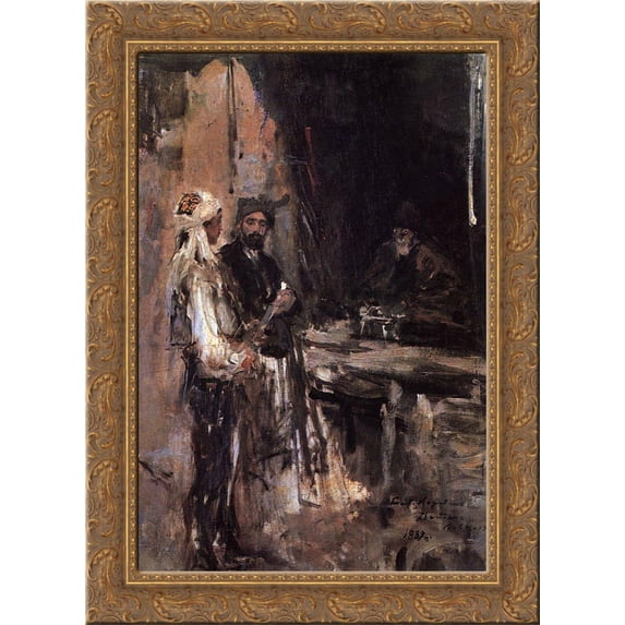 Buying a dagger 24x18 Gold Ornate Wood Framed Canvas Art by Konstantin Korovin