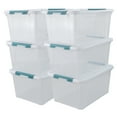 thumbnail image 1 of Buyitt 6-Pack 35 quart Large Plastic Storage Bin, Latching Box with Clear Base, White Lid and Green Latches, 1 of 6