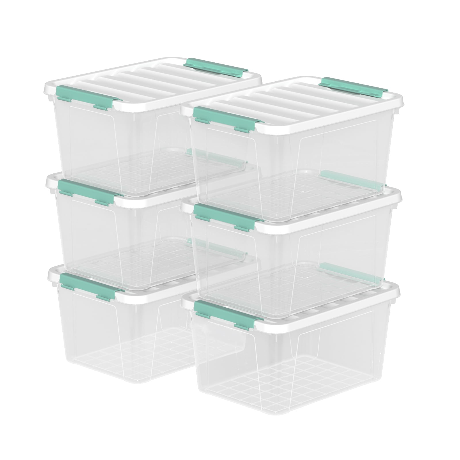 Buyitt 6-Pack Clear Plastic Storage Boxes, 20 Quart Plastic Storage ...