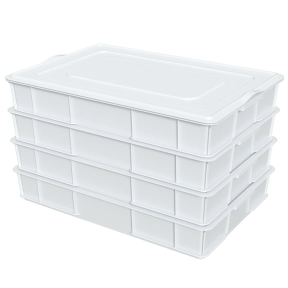 Buyitt Commercial Stackable Proofing Dough Box, White Plastic Dough Proofing Trays with Lid, 4 Pack