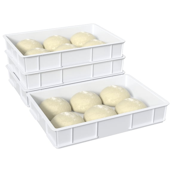 Buyitt Set of 4 Pizza Dough Proofing Box, Commericial Grade Dough Proofing Tray, Stackable Dough Proofing Container Pan, White