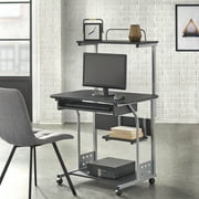 Mobile Computer Tower with Multiple Shelves and Pull-Out Keyboard Tray