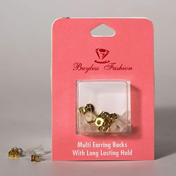 Buyless Fashion 14K Gold Plated 6 Pair Butterfly Backs Plus Bonus 6 Free Pairs Security Rubber Backs