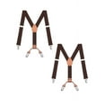 thumbnail image 1 of Buyless Fashion 2 Pack Adjustable Suspenders for Kids - 26" Elastic  Straps  1" - Leather Y Shape Back - 5151-2 - Brown, 1 of 7