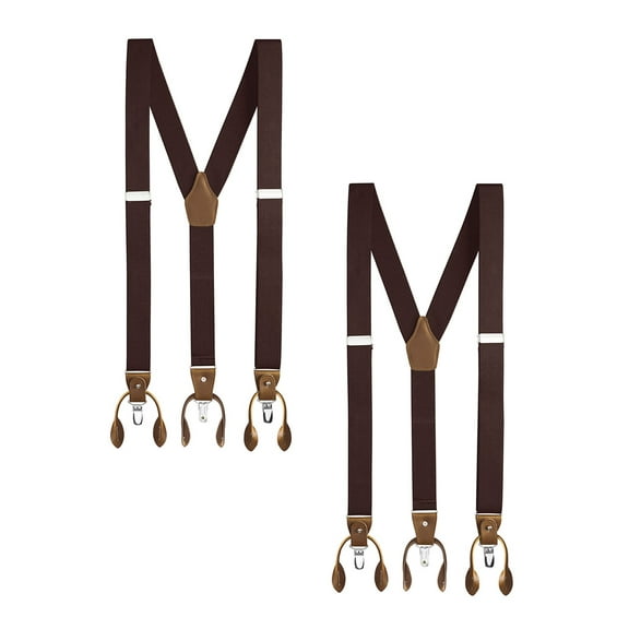 Buyless Fashion 2 Pack Suspenders For Men - 48" Adjustable Straps 1 1/4" - Y Back With Clips And Buttons