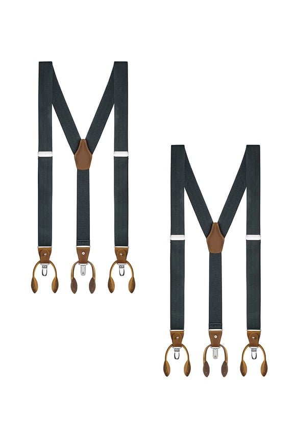 2 Pack Suspenders For Men - 48" Adjustable Straps 1 1/4" - Y Back With Clips And Buttons