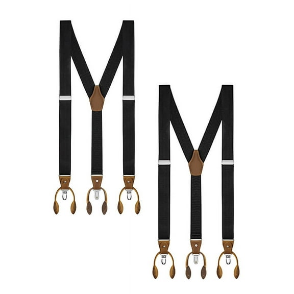 Buyless Fashion 2 Pack Suspenders For Men - 48" Adjustable Straps 1 1/4" - Y Back With Clips And Buttons